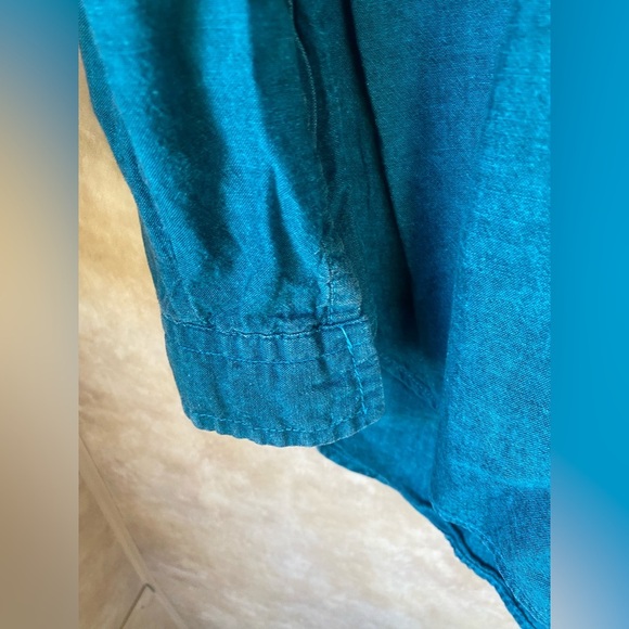 Vintage 90s Brittania Cotton Teal Button-Up Men's Shirt Casual Lightweight Y2K - Picture 4 of 5